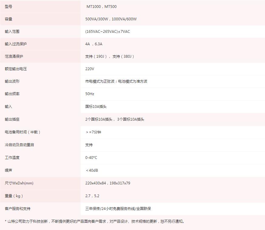 MT系列UPS技術參數(shù)